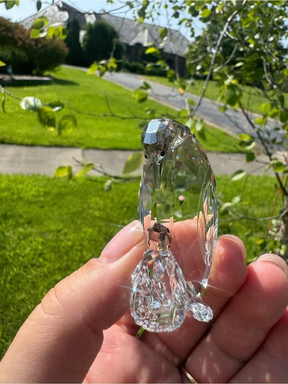 SWAROVSKI mother penguin and baby penguin crystal figurine stamped